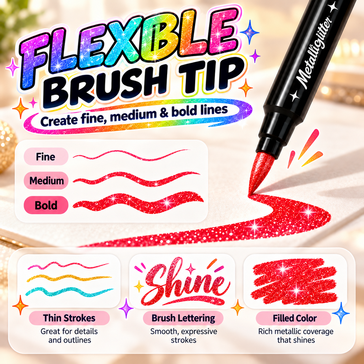 Glitter Metallic Markers – Make Every Creation Sparkle ✨