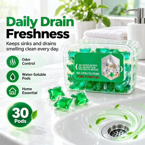 🔥 Bio-Enzyme Drain Freshener Capsules | Long-Lasting Freshness & Odor Control 🚿 30 PCS/Box