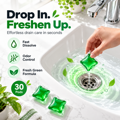 🔥 Bio-Enzyme Drain Freshener Capsules | Long-Lasting Freshness & Odor Control 🚿 30 PCS/Box