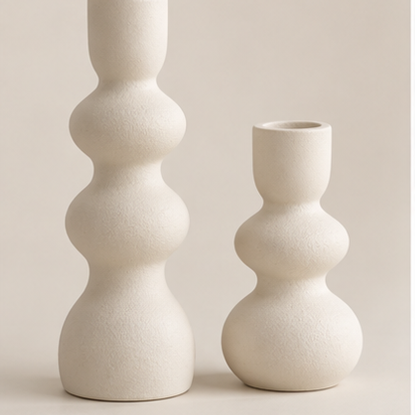 Ceramic Candle Holder Pair