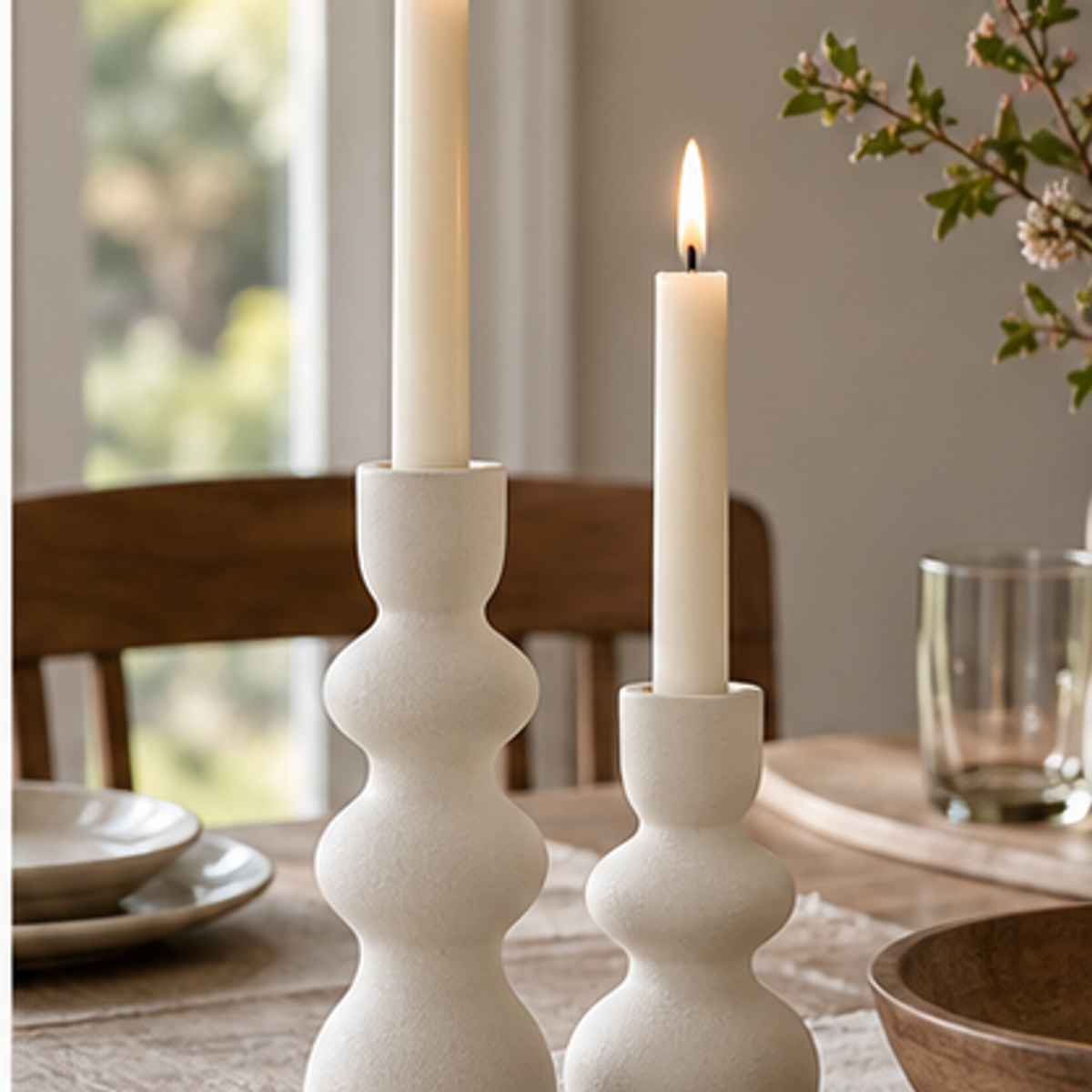 Ceramic Candle Holder Pair — feature