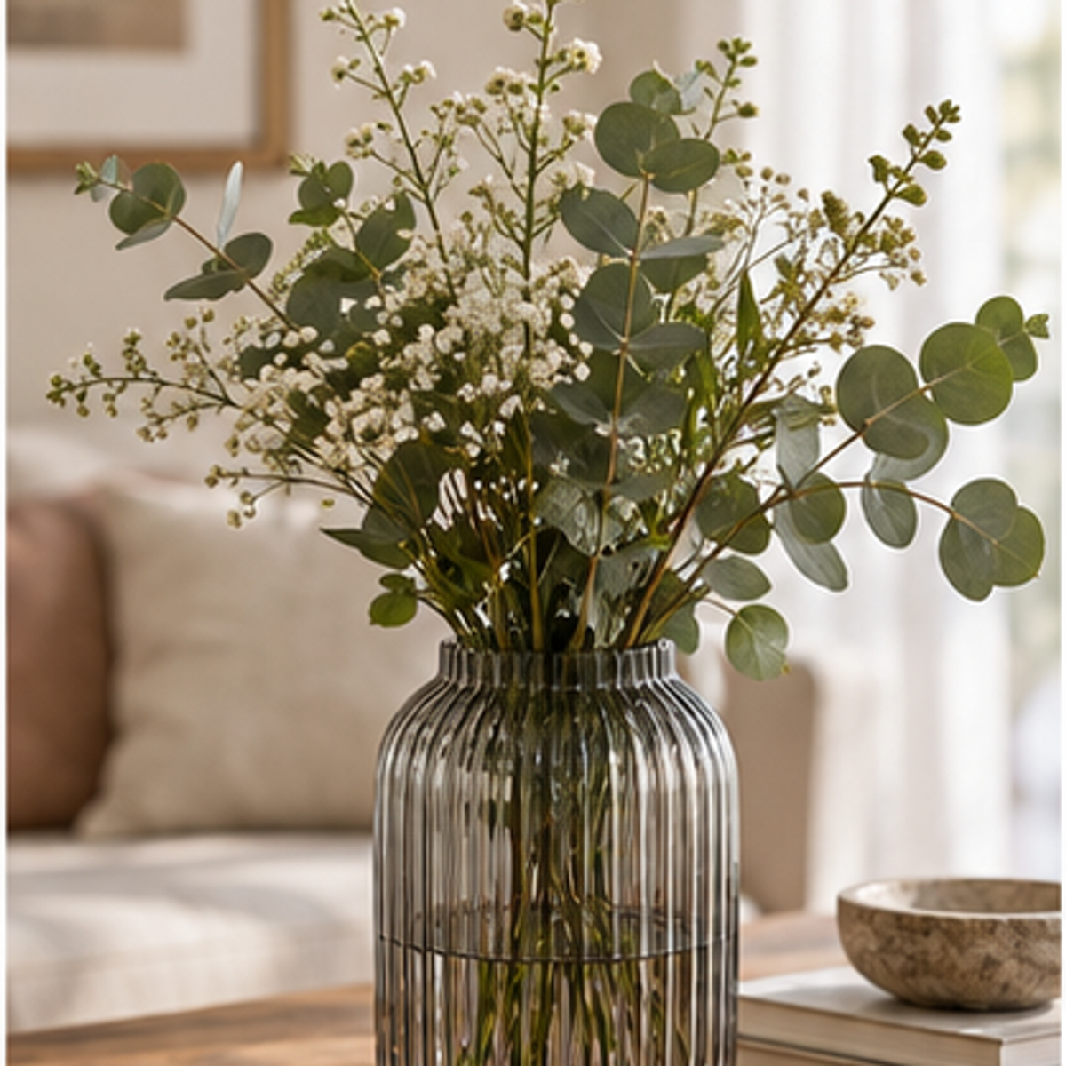 Ribbed Glass Vase — lifestyle